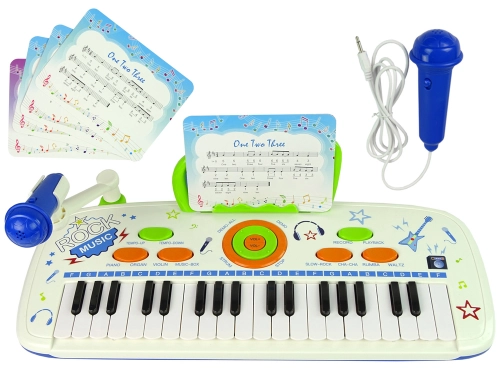 Electric Keyboard Piano for Kids Blue USB Notes