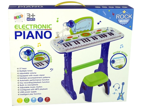 Electric Keyboard Piano for Kids Blue USB Notes