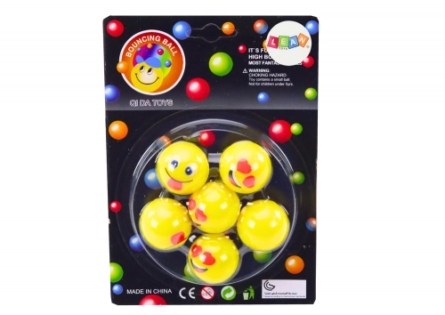 Emoji Yellow Rubber Balls Set 6 Pcs