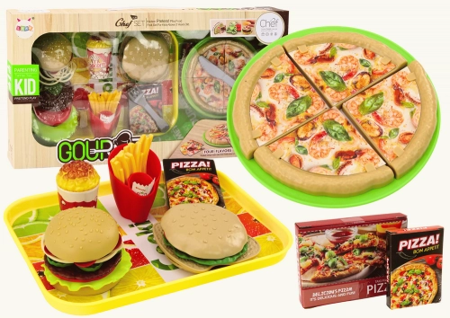 Fast Food Set Pizza Burgers French Fries Accessories for Children 24 pcs.