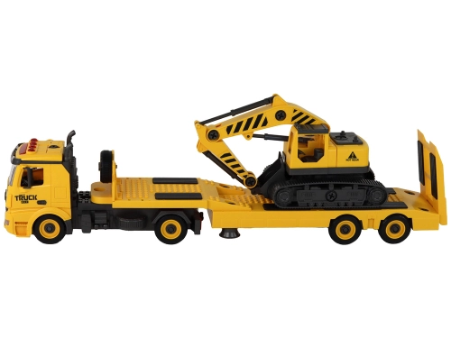 Folding Tow Truck With Crawler Excavator Sound Light DIY Yellow