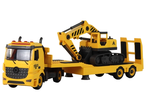 Folding Tow Truck With Crawler Excavator Sound Light DIY Yellow