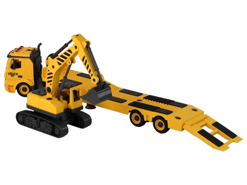 Folding Tow Truck With Crawler Excavator Sound Light DIY Yellow
