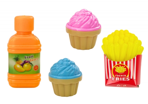 Food Products Set Pizza French Fries Ice Cream Cutlery