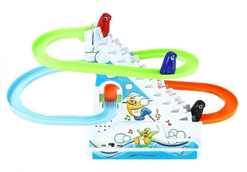 Funny Penguin Race Racer Ice Slide Track Kids Toy Lights Sounds