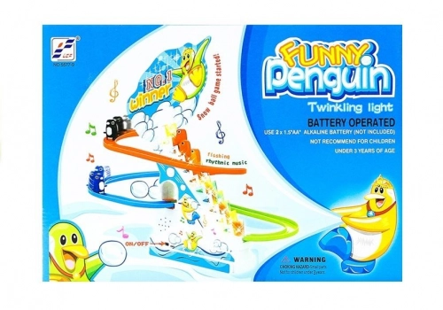 Funny Penguin Race Racer Ice Slide Track Kids Toy Lights Sounds