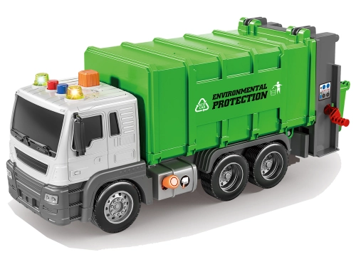 Green 1:16 Segregation Rubbish Truck with Friction Drive Sound effects