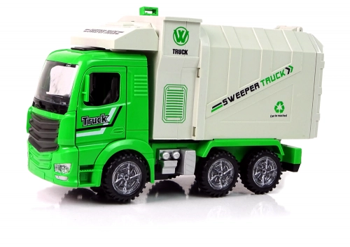 Green Refuse Truck Moving Container Luminous Wheels