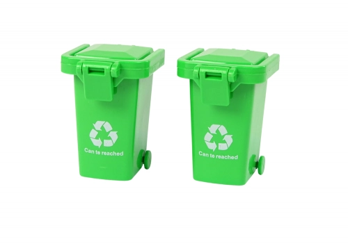 Green Refuse Truck Moving Container Luminous Wheels