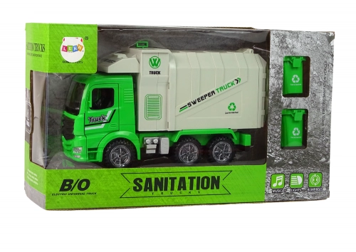 Green Refuse Truck Moving Container Luminous Wheels