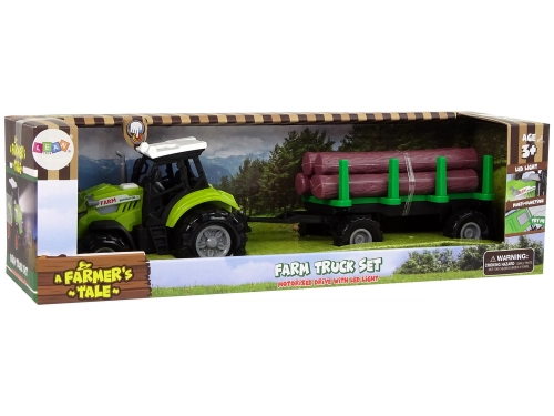 Green Tractor Trailer Logs Wood Farm Sound