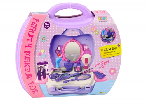 Hairdressing Beauty Set In Suitcase Dryer Mirror Purple