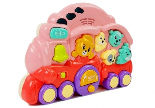 Interactive Locomotive with Animals Animal Sounds Light Effects Pink