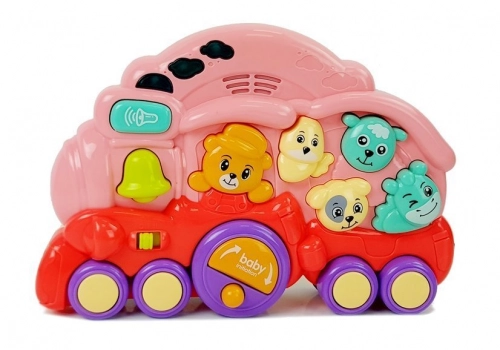 Interactive Locomotive with Animals Animal Sounds Light Effects Pink