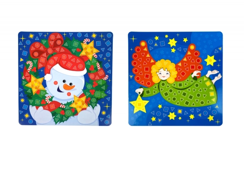 Kit DIY Coloured Mosaic Christmas Glue-On Snowman Angel