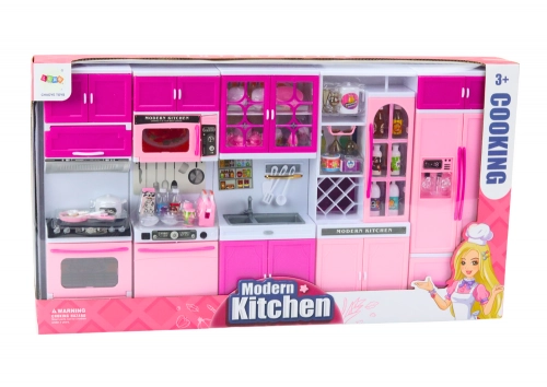 Kitchen Furniture Set for Dolls Fridge Stove Accessories Pink