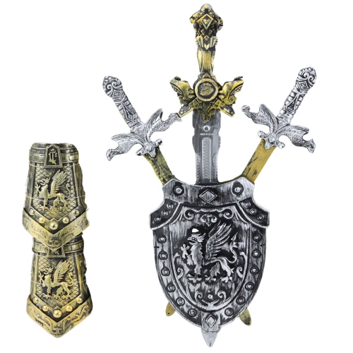 Knight Set 3 Swords Shield Protectors Realistic Decorations