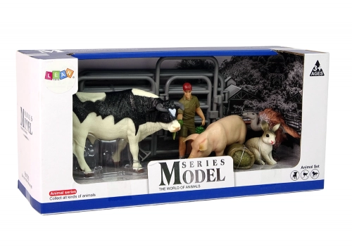 Large Farm Animal Figurine Set + Farmer and Homestead 10 Pieces