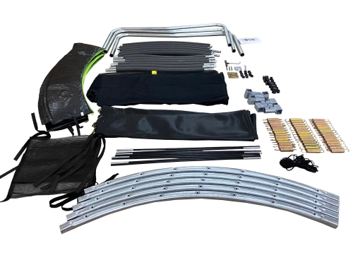 Батут с защитной сеткой и лестница 305 см (10ft) LEAN Sport Max Black-Green