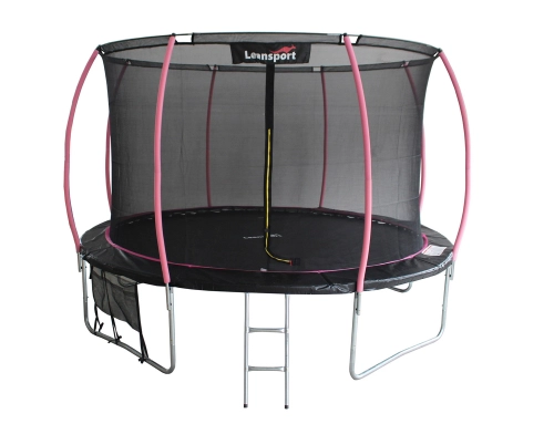 Batuts ar drošības tīklu un kāpnēm 366 cm (12ft) LEAN Sport Max Black-Pink