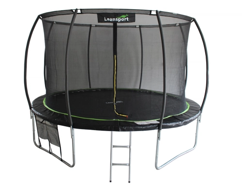 Batuts ar drošības tīklu un kāpnēm 427 cm (14ft) LEAN Sport Max Black-Green