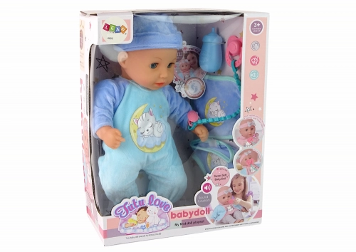 Lelles mazulis ar knupīti un pudelīti 38 cm Blue