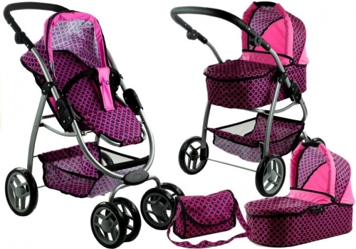 Коляска для кукол 2в1 Alice Pink/Black