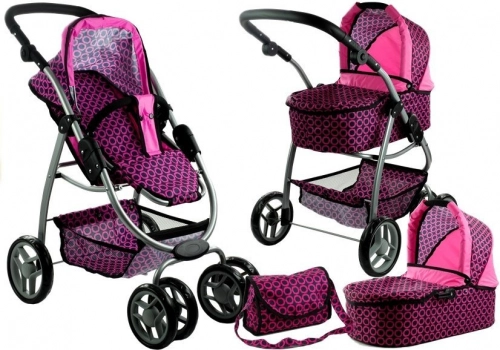Коляска для кукол 2в1 Alice Pink/Black