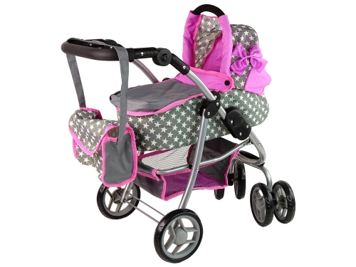 Коляска для кукол 2в1 Pink Stars