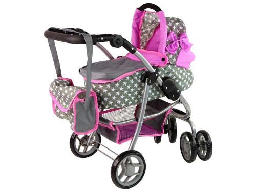 Коляска для кукол 2в1 Pink Stars