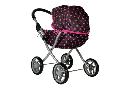 Коляска для кукол Alice Black-Pink Dotted