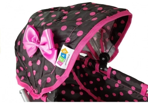Коляска для кукол Alice Black-Pink Dotted
