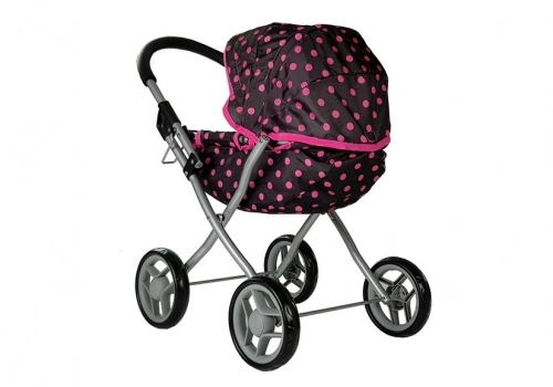 Коляска для кукол Alice Black-Pink Dotted