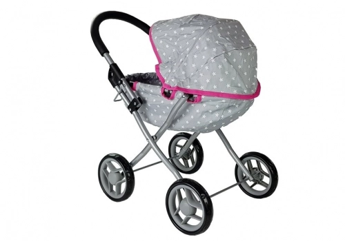 Leļļu rati Alice Grey-Pink Star
