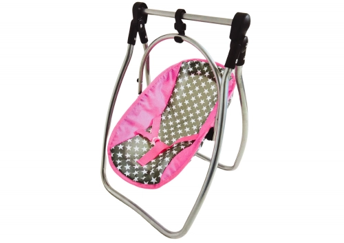 Шезлонг для кукол 2в1 Alice Stars Gray-Pink