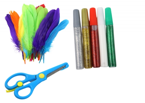 Little Artist's Creative Set Stickers Pompoms Feathers Glitter