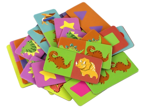Logic Game Double-Sided Puzzle Dominoes Dinosaurs 10cm x 5cm 28 Pieces.