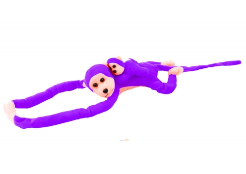 Mascot Plush Monkey with Baby, Purple 70 cm