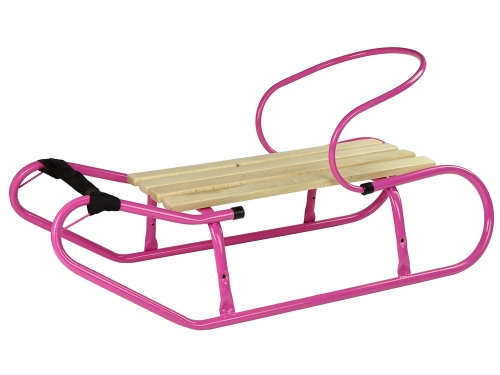 Metal Sled with Backrest Strap Pink