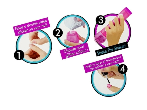 Nail Painting Set Glitter Dispenser Coloured Stickers