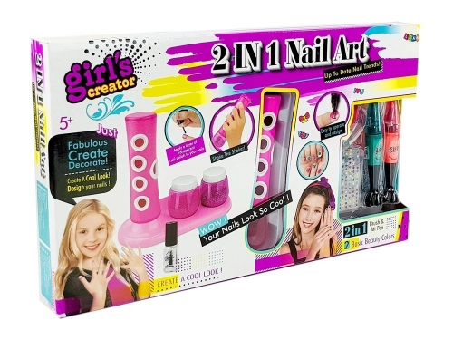 Nail Painting Set Glitter Dispenser Coloured Stickers