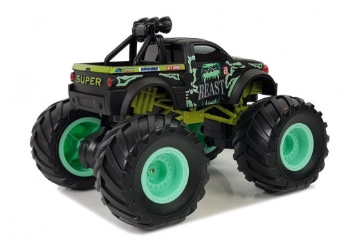 Off-road Auto Pick Up Huge Bigfoot Wheels 2.4G 1:18 Black / Green Remote Controlled