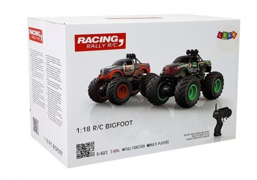 Off-road Auto Pick Up Huge Bigfoot Wheels 2.4G 1:18 Black / Green Remote Controlled