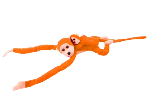 Plush Monkey with Baby Mascot, Orange with Sound 70 cm