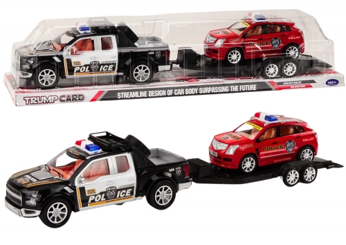 Police Set Car Pickup Off-Road Tow Truck Trailer Police