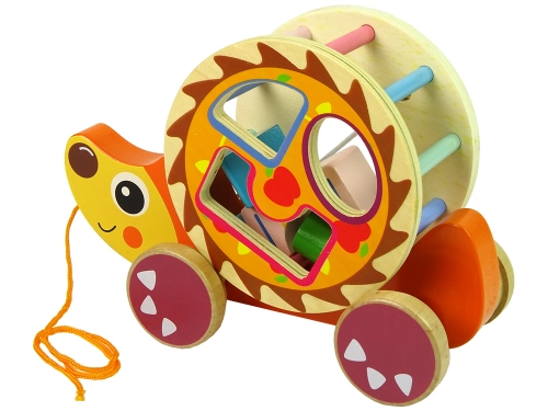 Pulling Hedgehog On Wheels Wooden Blocks Sorter