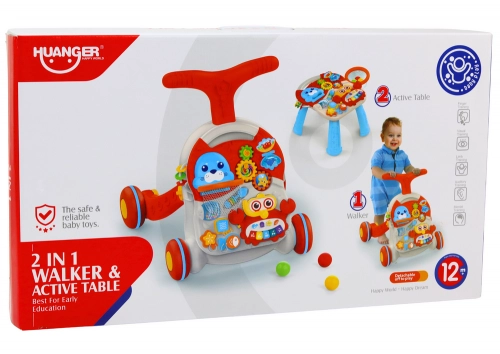 Push Toy Interactive Educational Table 2in1 Red