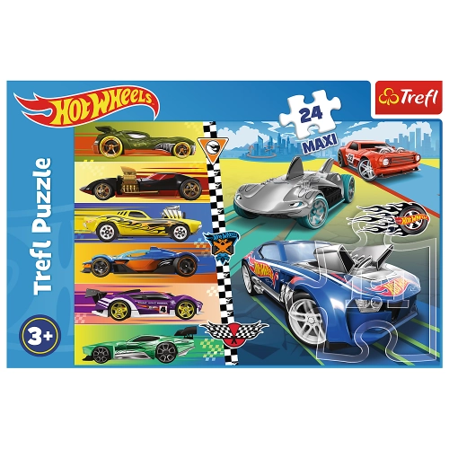 Puzzle - 24 Maxi - Fast Hot Wheels - Mattel Hot Wheels 14362