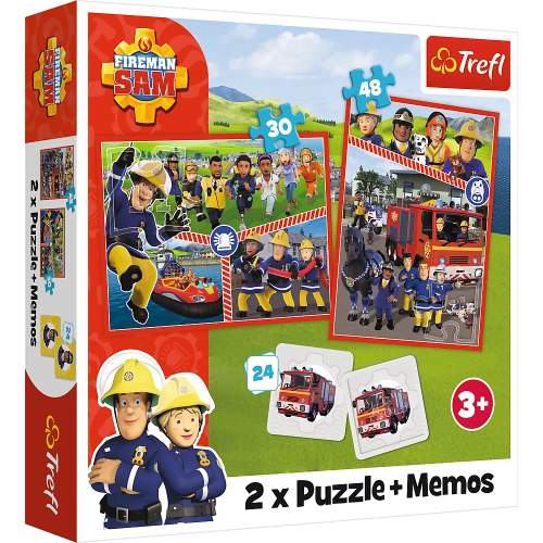 Puzzle - 2in1 + memos - Fireman Sam's Team Trefl 93334