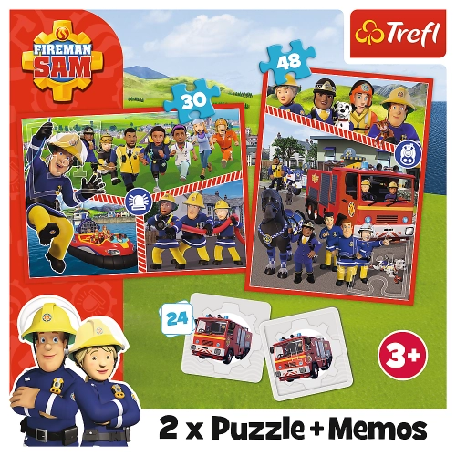Puzzle - 2in1 + memos - Fireman Sam's Team Trefl 93334
